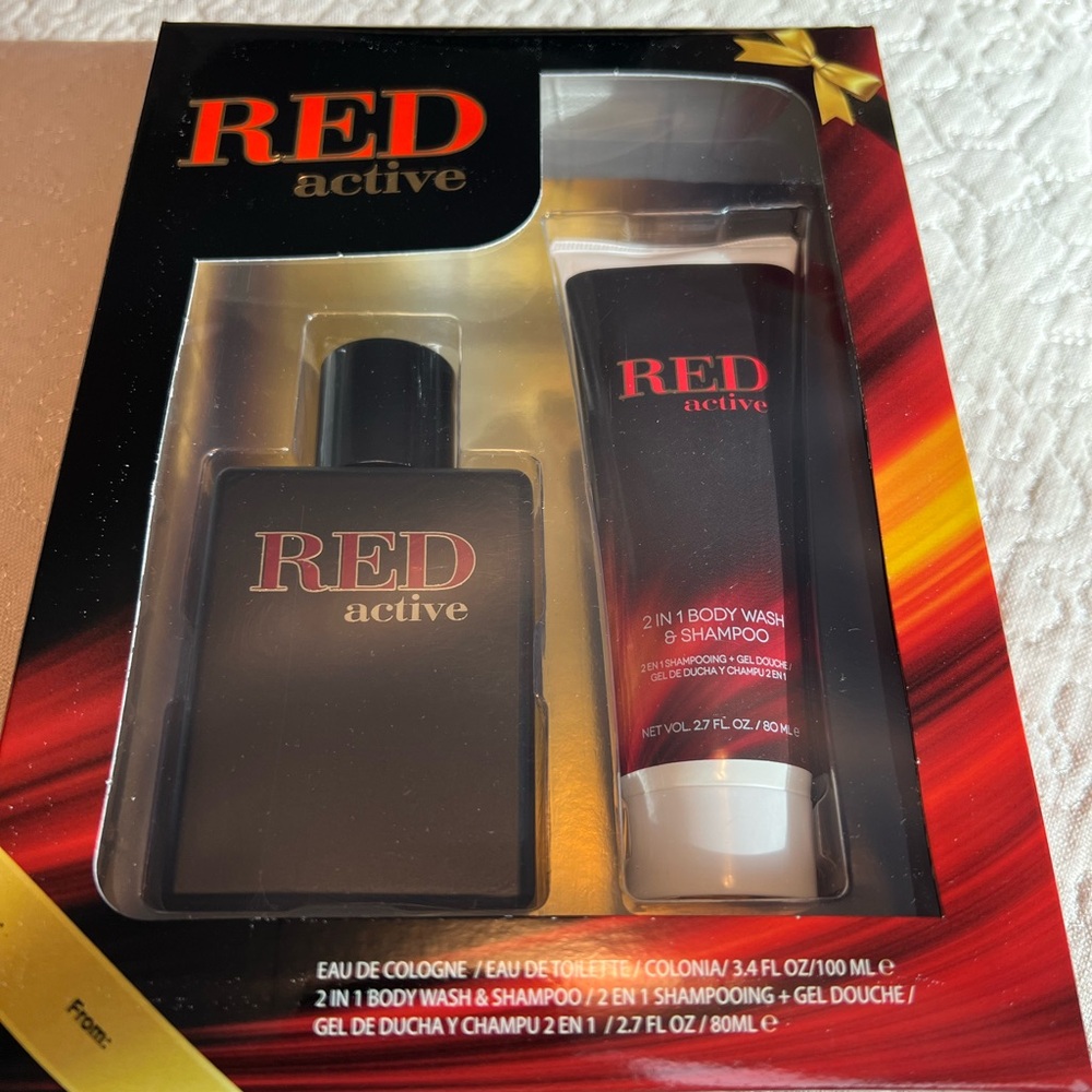 Red Active Men’s Cologne With 2-In-1 Body Wash & Shampoo Set - Picture 1 of 3